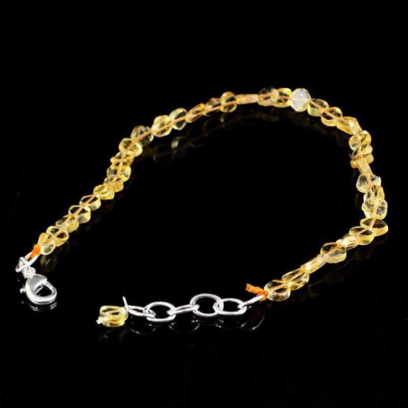 gemsmore:Natural Yellow Citrine Bracelet 29.50 Cts Oval Shape Beads