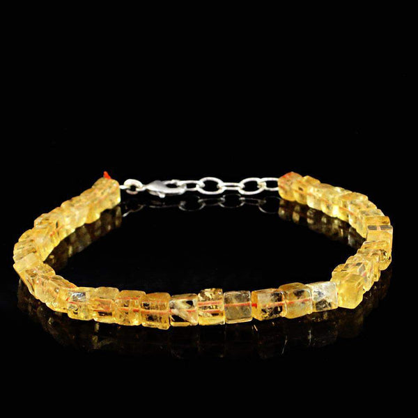 gemsmore:Natural Yellow Citrine Bracelet Untreated Beads