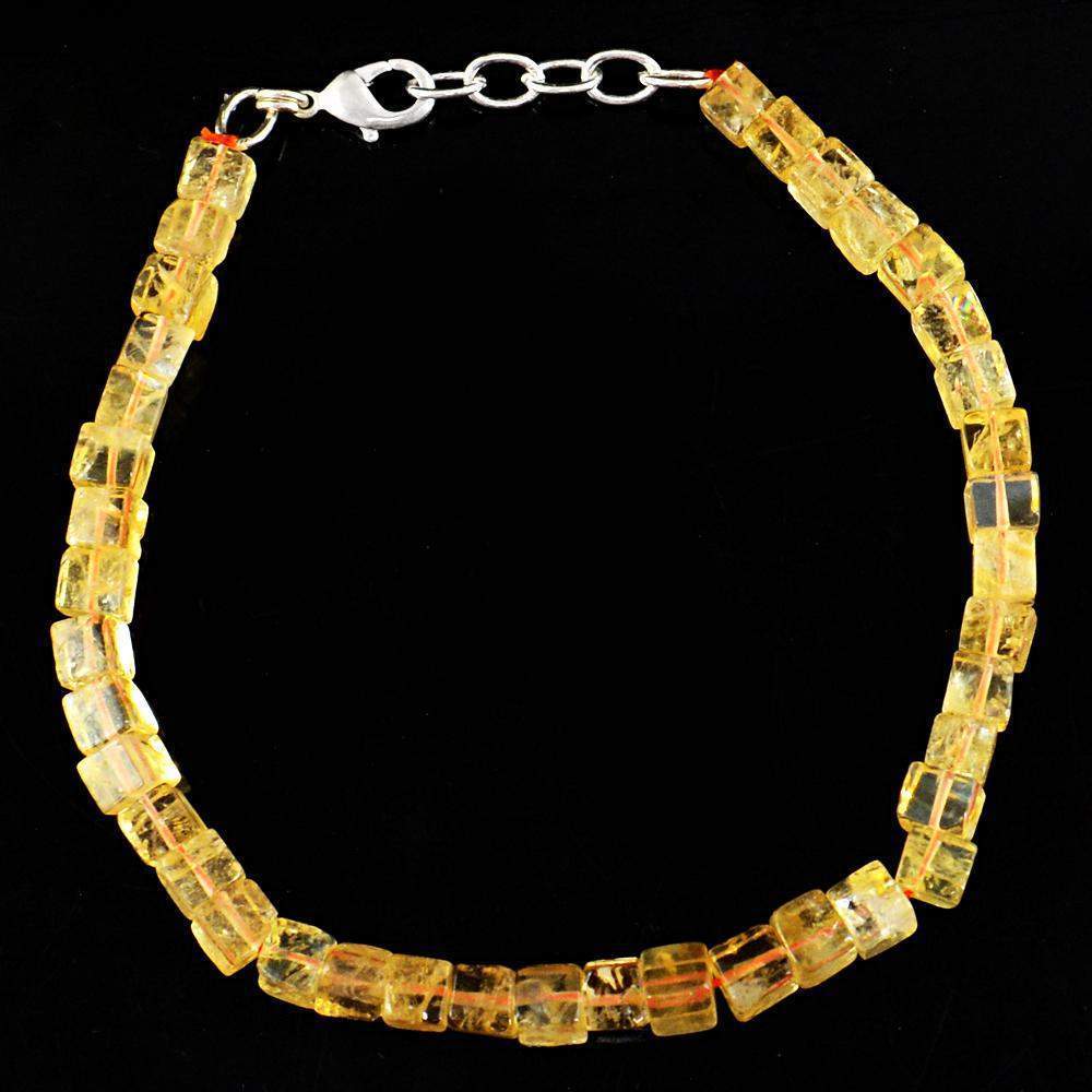 gemsmore:Natural Yellow Citrine Bracelet Untreated Beads