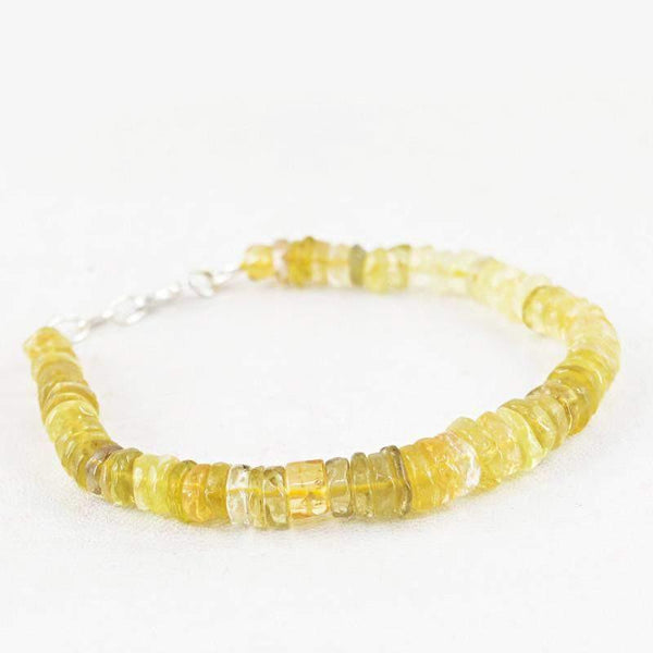 gemsmore:Natural Yellow Citrine Bracelet Untreated Round Shape Beads