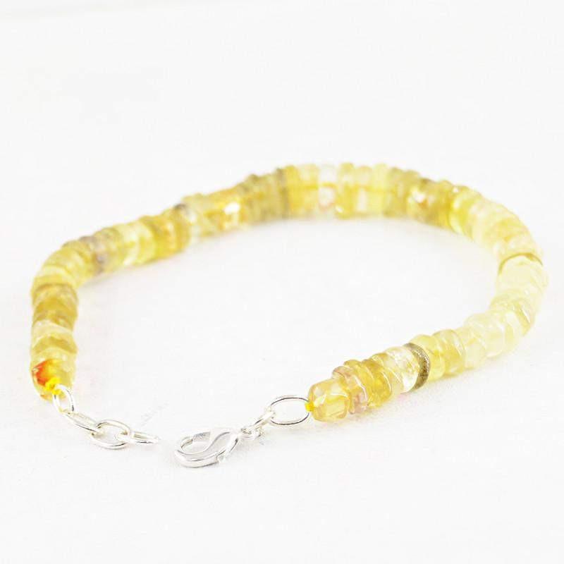 gemsmore:Natural Yellow Citrine Bracelet Untreated Round Shape Beads