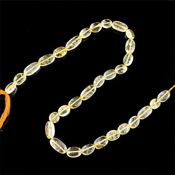 gemsmore:Natural Yellow Citrine Drilled Beads Strand - Oval Shape