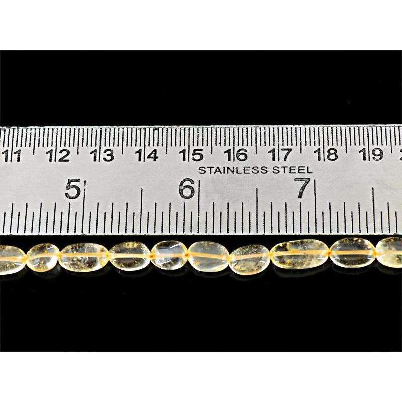 gemsmore:Natural Yellow Citrine Drilled Beads Strand - Oval Shape