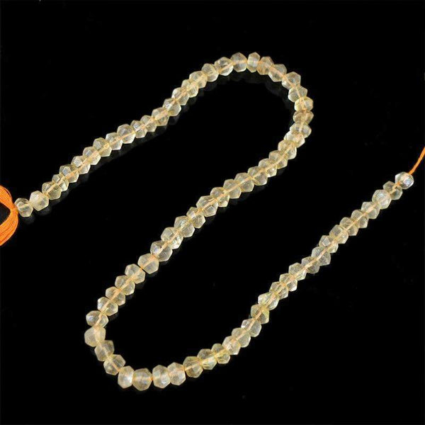 gemsmore:Natural Yellow Citrine Drilled Beads Strand Round Shape Faceted