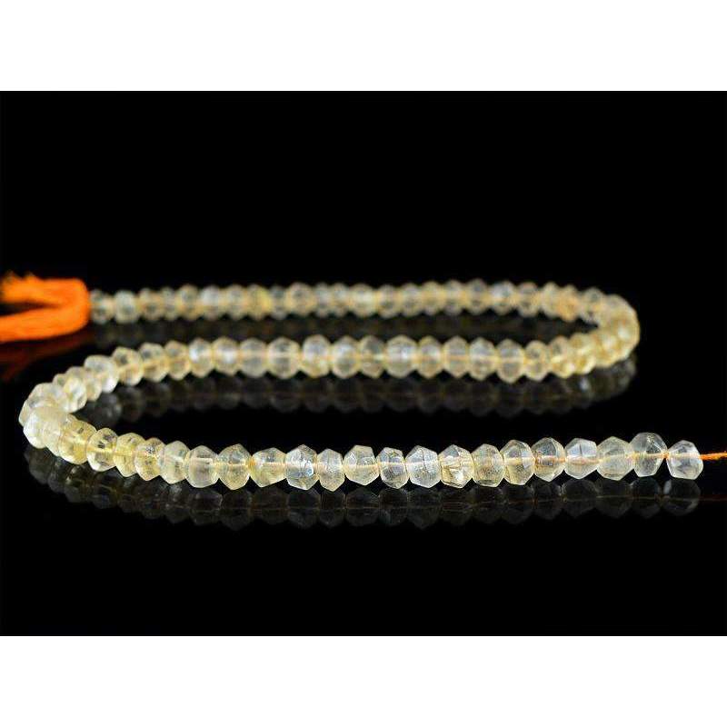 gemsmore:Natural Yellow Citrine Drilled Beads Strand Round Shape Faceted