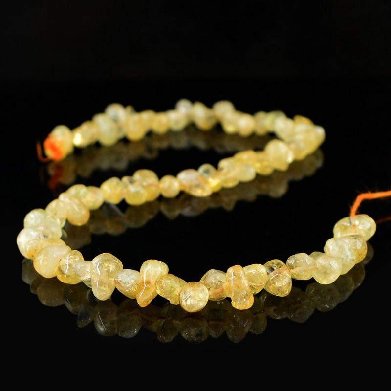 gemsmore:Natural Yellow Citrine Drilled Unheated Beads Strand