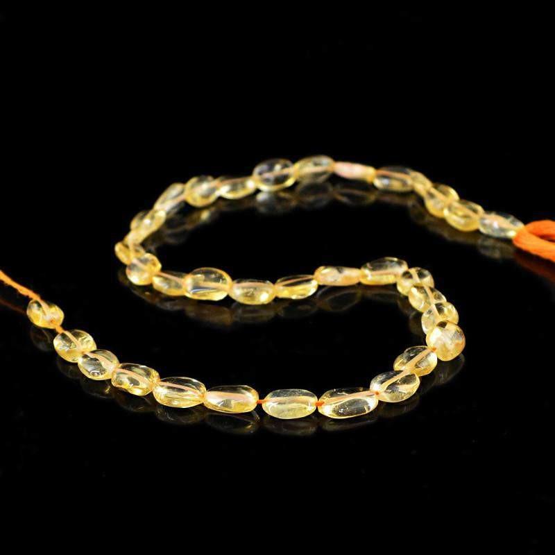 gemsmore:Natural Yellow Citrine Oval Beads Strand