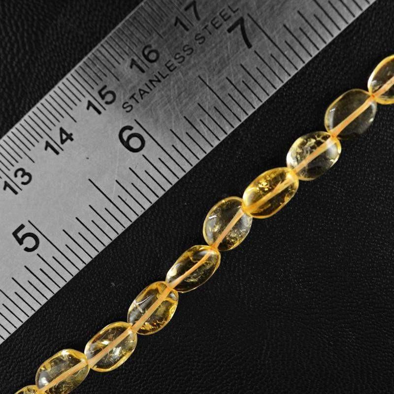 gemsmore:Natural Yellow Citrine Oval Beads Strand