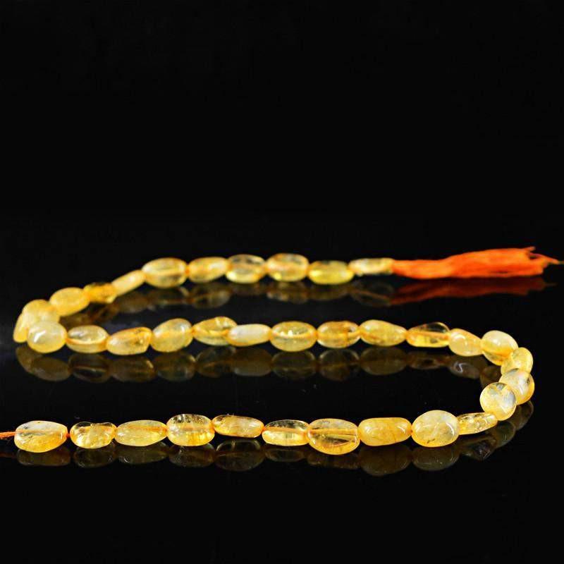 gemsmore:Natural Yellow Citrine Oval Shape Beads Strand