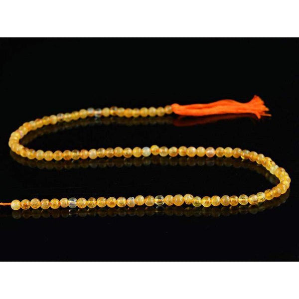 gemsmore:Natural Yellow Citrine Unheated Drilled Beads Strand