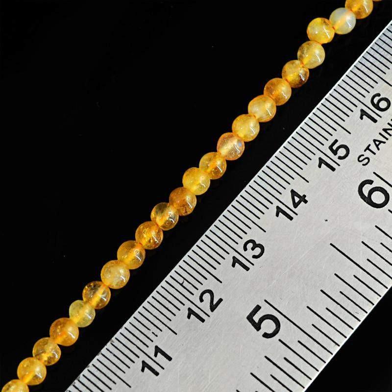 gemsmore:Natural Yellow Citrine Unheated Drilled Beads Strand