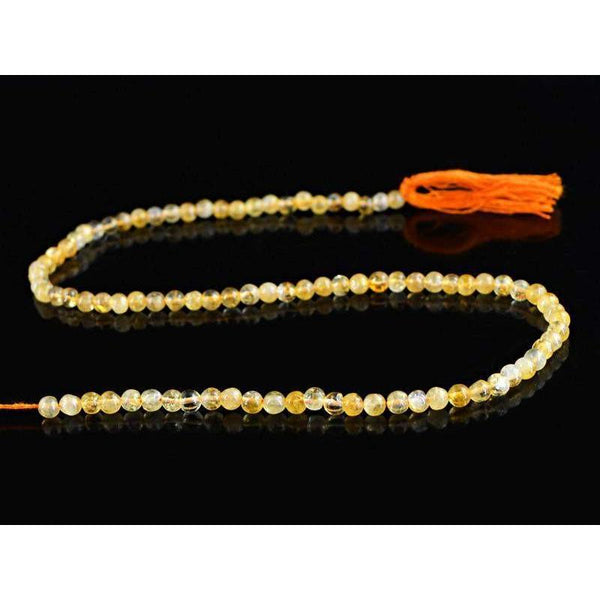 gemsmore:Natural Yellow Citrine Untreated Drilled Beads Strand