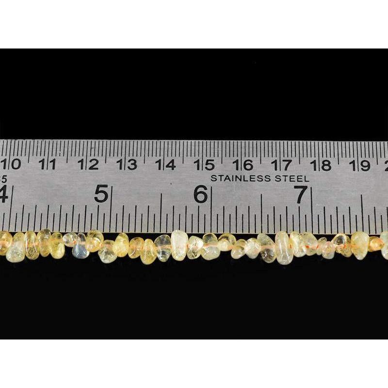 gemsmore:Natural Yellow Citrine Untreated Drilled Beads Strand
