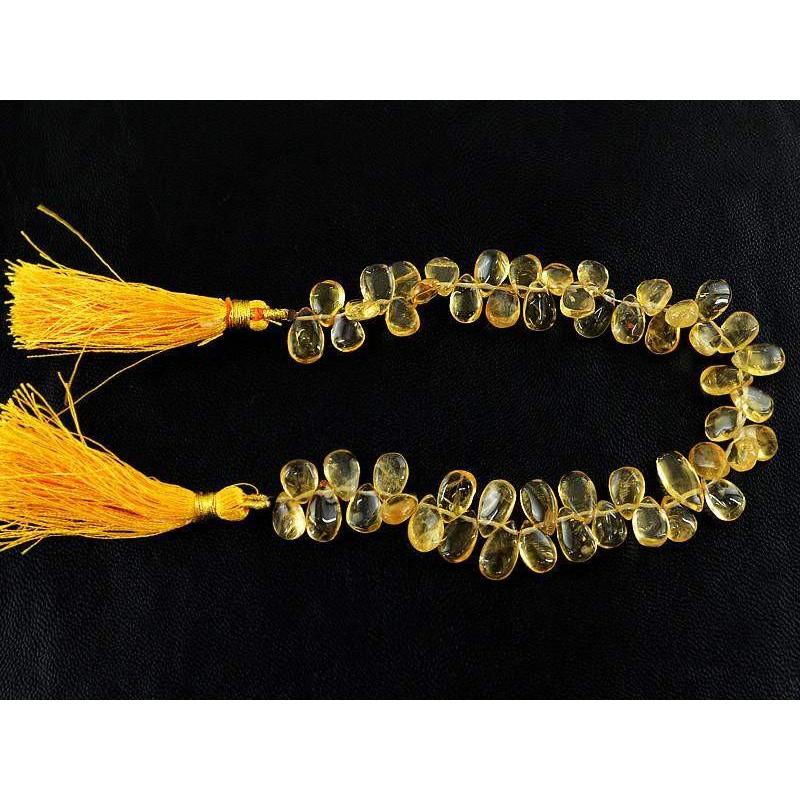 gemsmore:Natural Yellow Citrine Untreated Tear Drop Beads Strand