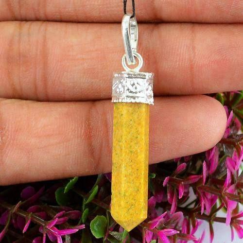 gemsmore:Natural Yellow Jasper Healing Point Pendant