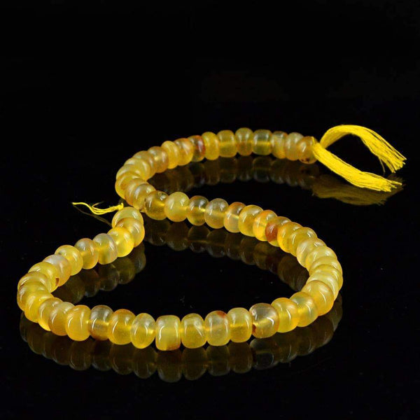 gemsmore:Natural Yellow Onyx Beads Strand - Round Shape Drilled
