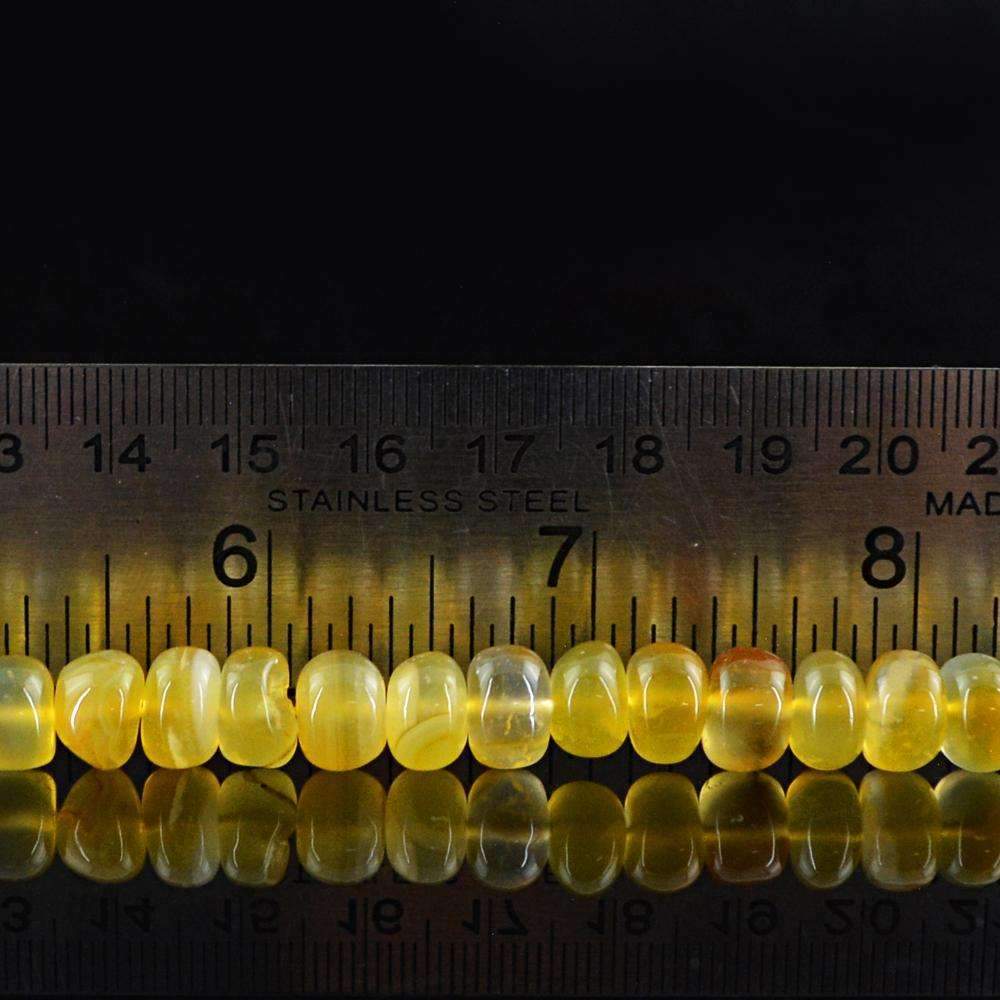 gemsmore:Natural Yellow Onyx Beads Strand - Round Shape Drilled