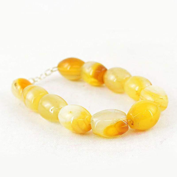 gemsmore:Natural Yellow Onyx Bracelet Oval Shape Beads