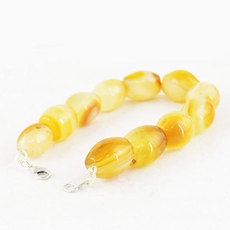 gemsmore:Natural Yellow Onyx Bracelet Oval Shape Beads