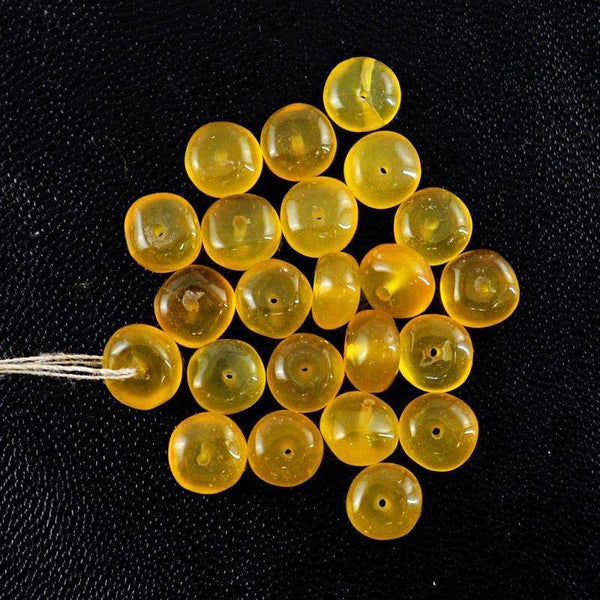 gemsmore:Natural Yellow Onyx Drilled Beads Lot - Round Shape