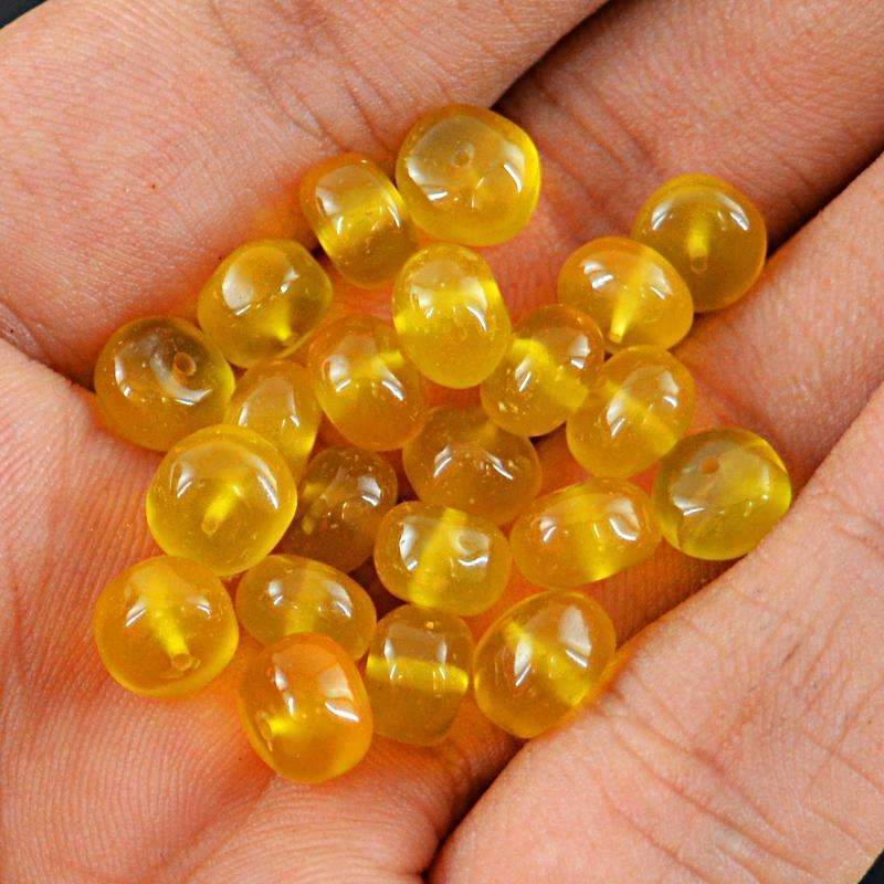 gemsmore:Natural Yellow Onyx Drilled Beads Lot - Round Shape