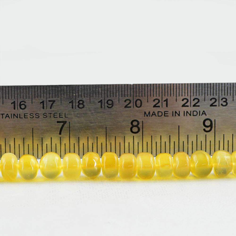 gemsmore:Natural Yellow Onyx Drilled Beads Strand - Untreated Round Shape