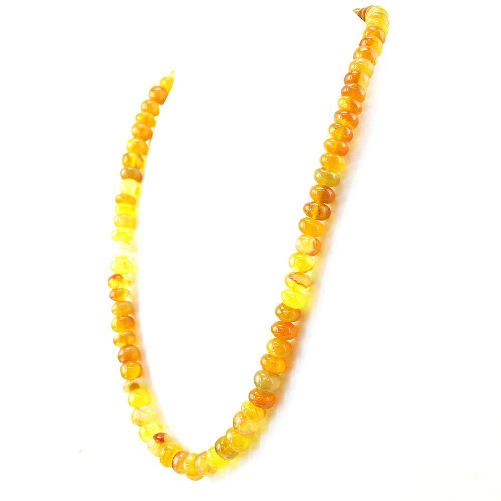 gemsmore:Natural Yellow Onyx Necklace Untreated Round Shape Beads