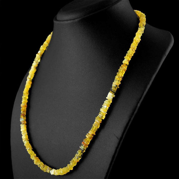 gemsmore:Natural Yellow Peruvian Opal Necklace Untreated 20 Inches Long Beads