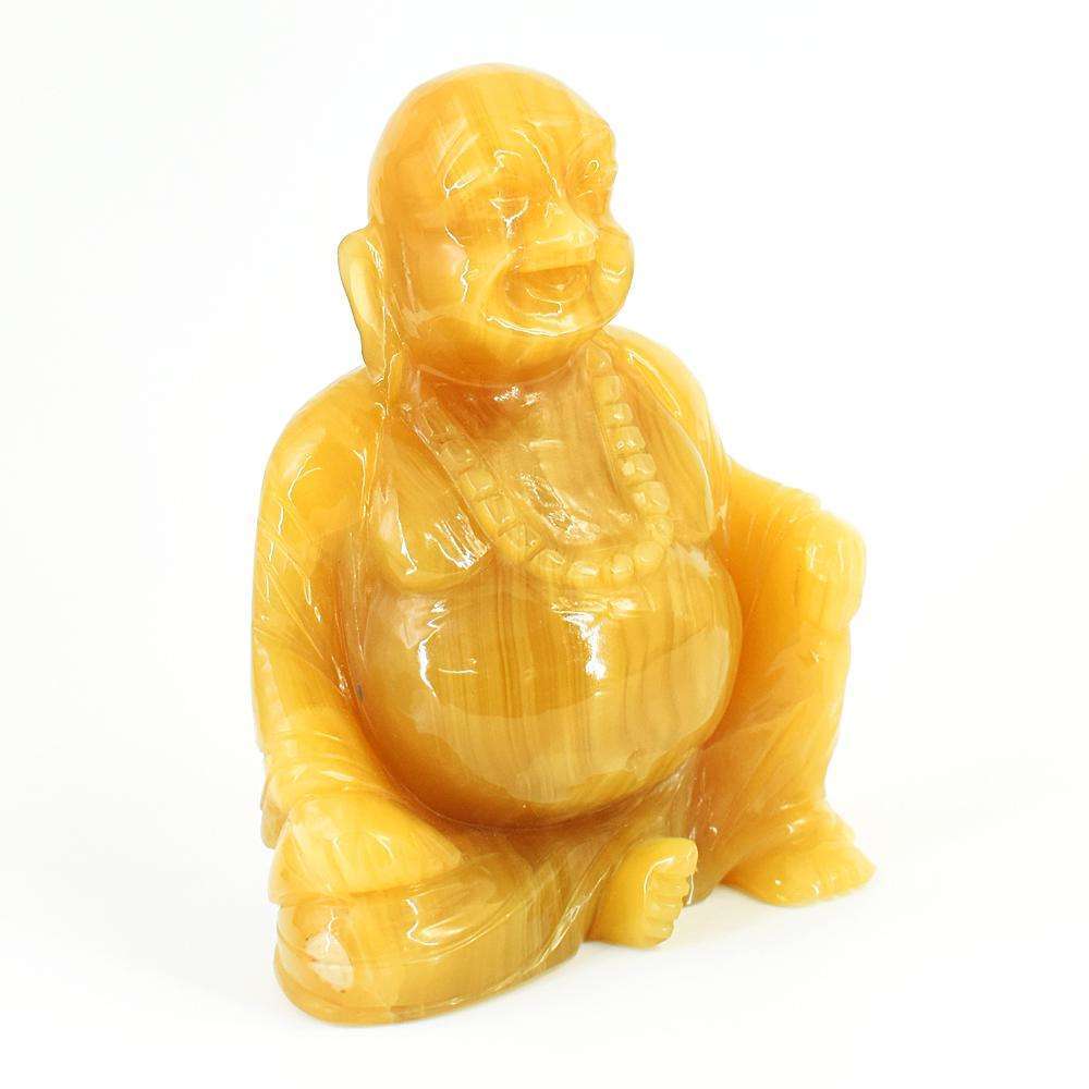 gemsmore:Natural Yellow Rhodocrosite Hand Carved Genuine Crystal Gemstone Carving Laughing Buddha