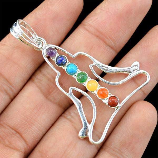 gemsmore:Natural Yoga Seven Chakra Crystal Healing Pendant