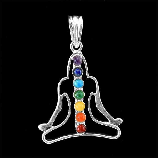 gemsmore:Natural Yoga Seven Chakra Crystal Healing Pendant