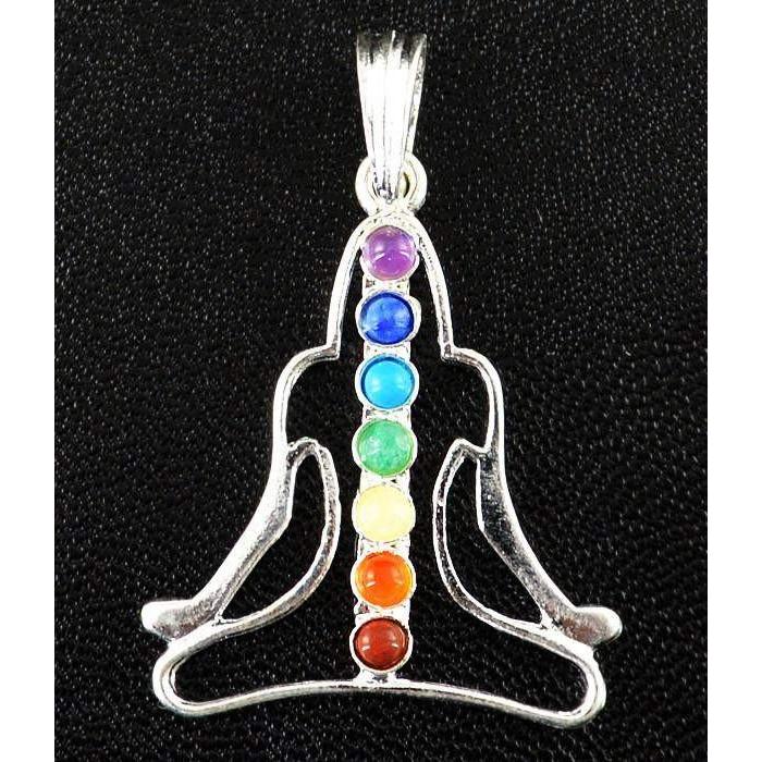 gemsmore:Natural Yoga Seven Chakra Gemstone Healing Pendant