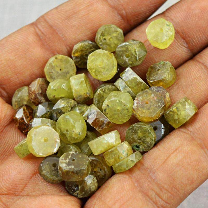 gemsmore:Naturan Green Garnet Beads Lot - Drilled Round Shape