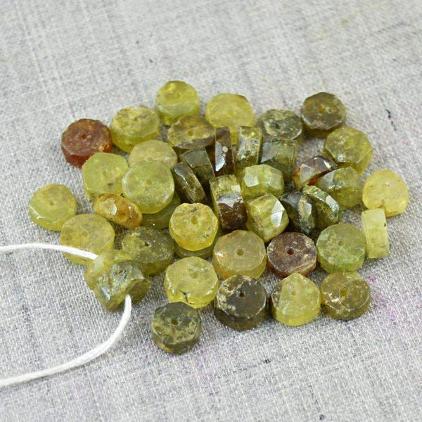 gemsmore:Naturan Green Garnet Beads Lot - Drilled Round Shape