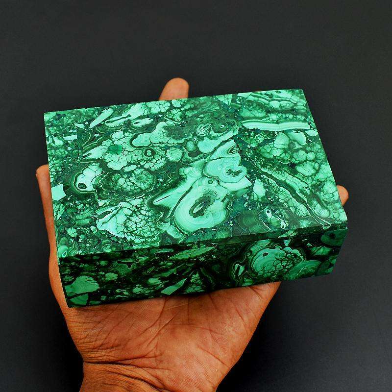 gemsmore:New in stock - - Rectangular Style Malachite gem Box - Hand Carved