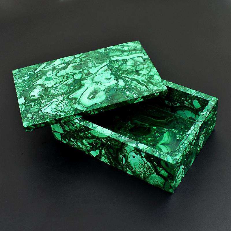 gemsmore:New in stock - - Rectangular Style Malachite gem Box - Hand Carved
