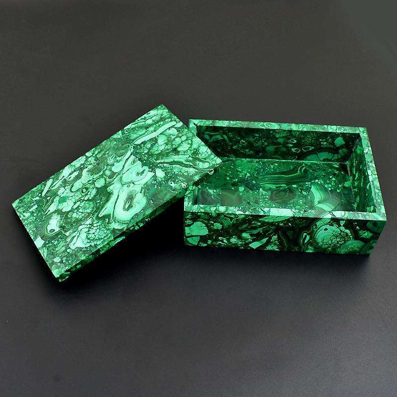 gemsmore:New in stock - - Rectangular Style Malachite gem Box - Hand Carved