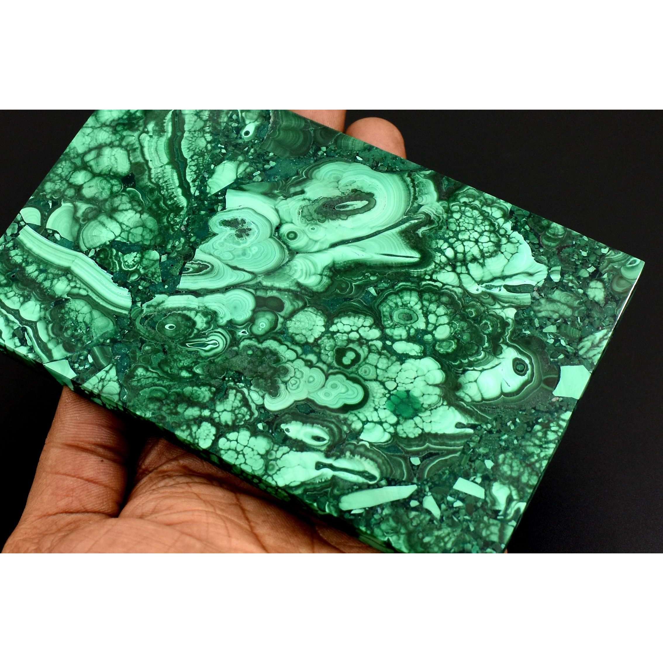 gemsmore:New in stock - - Rectangular Style Malachite gem Box - Hand Carved