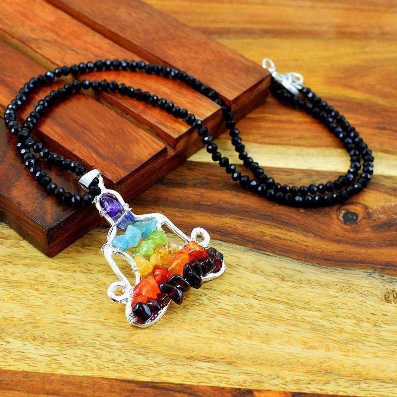 gemsmore:New Seven Chakra Yoga Gemstone Pendant Necklace - Free Shipping