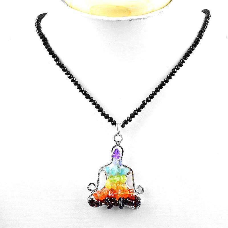 gemsmore:New Seven Chakra Yoga Gemstone Pendant Necklace - Free Shipping