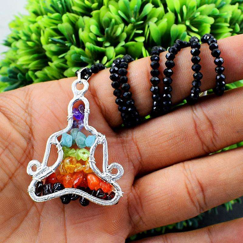 New Seven Chakra Yoga Gemstone Pendant Necklace Free Shipping