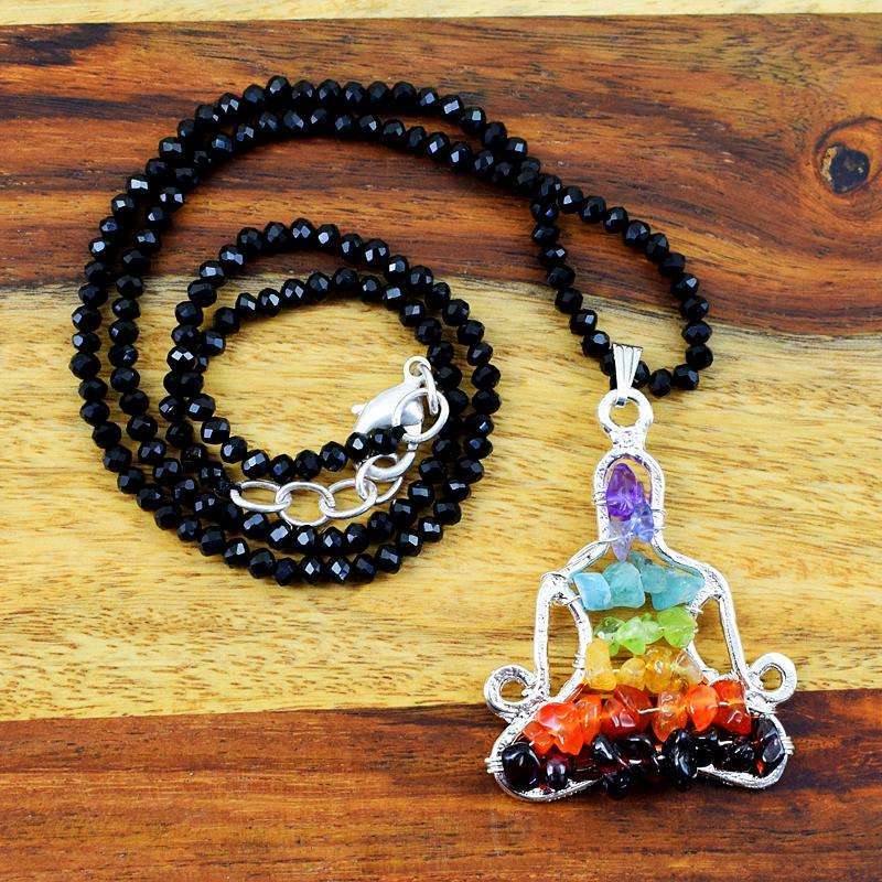 gemsmore:New Seven Chakra Yoga Gemstone Pendant Necklace - Free Shipping