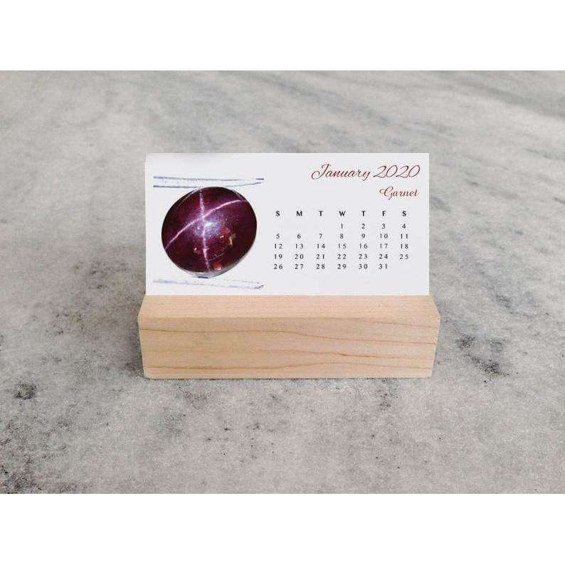 gemsmore:New Year Special 2020 - Mini Crystal Desk Calendar with Wood Stand