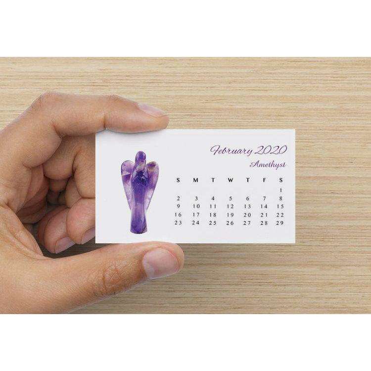 gemsmore:New Year Special 2020 - Mini Crystal Desk Calendar with Wood Stand