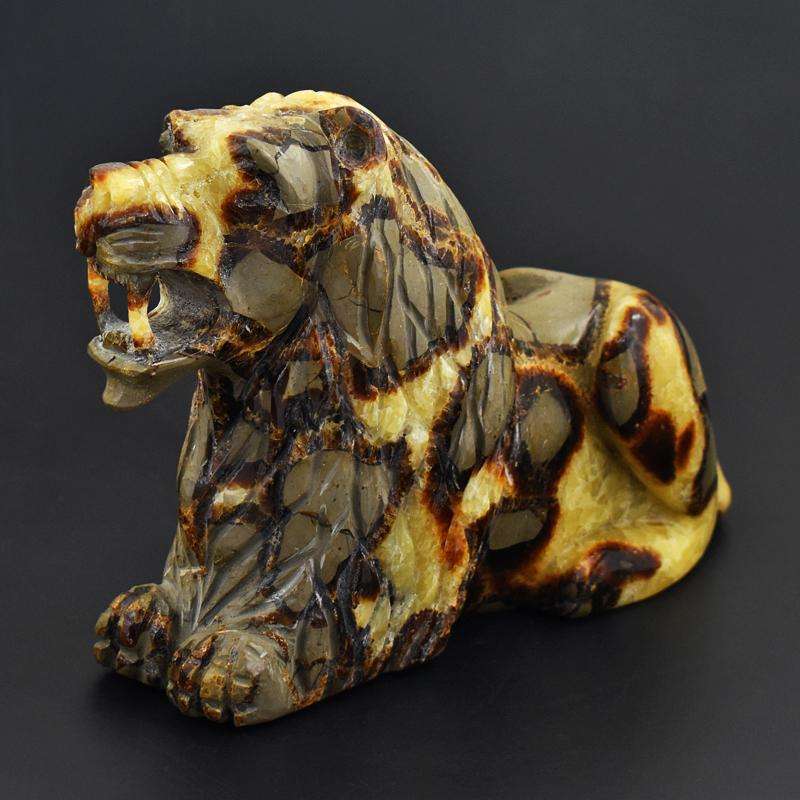 gemsmore:One of its kind - Big Collectors Piece - Genuine Rare Septarian Agate  Hand Carved 3d Style Lion