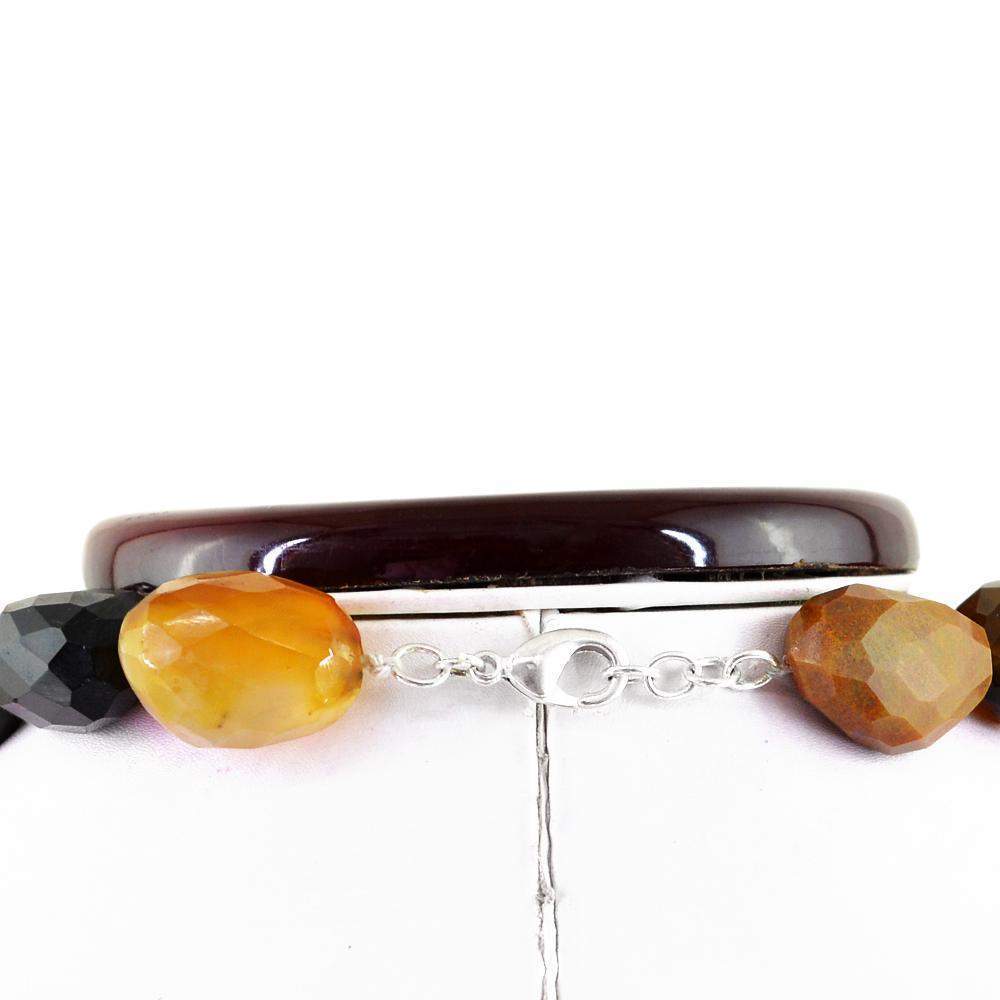 gemsmore:Onyx & Agate Necklace Natural Untreated Faceted Beads