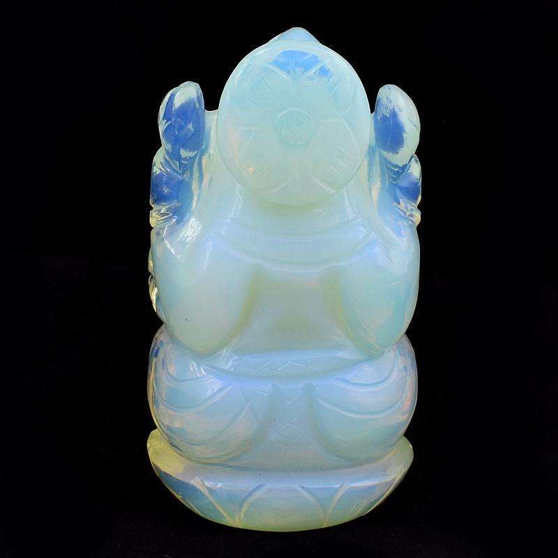 gemsmore:Opalite Color Play Hand Carved Lord Ganesha Idol