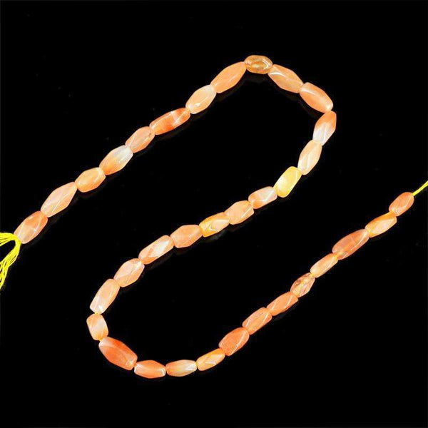 gemsmore:Orange Aventurine Drilled Beads Strand - Natural Faceted
