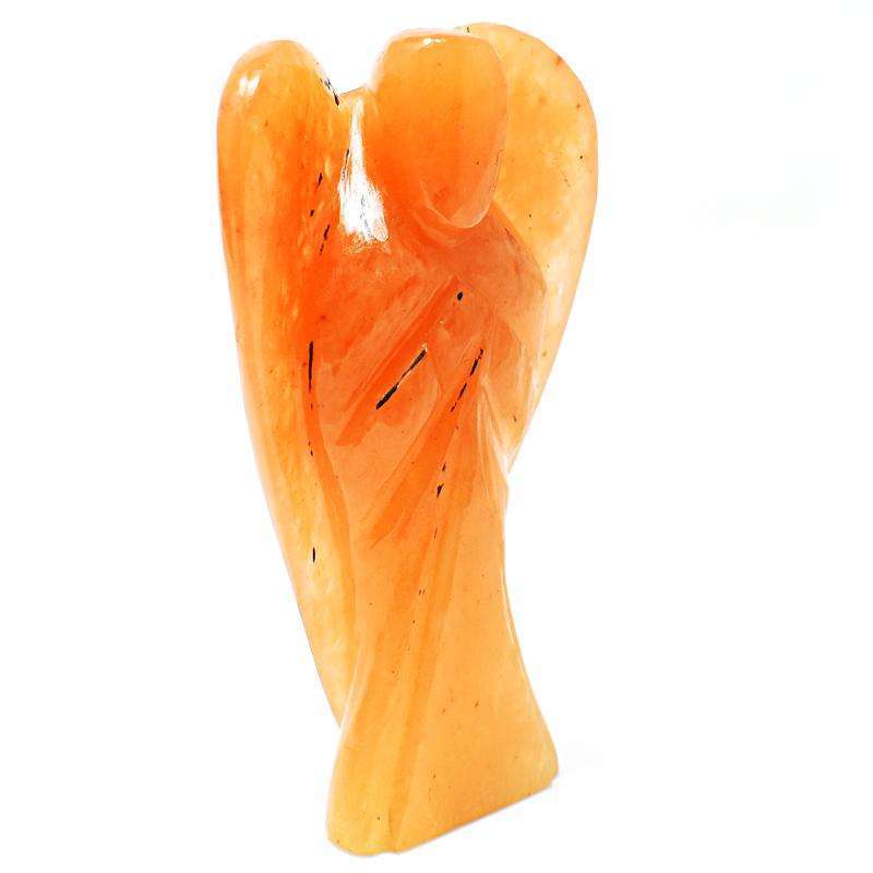 gemsmore:Orange Aventurine Hand Carved Healing Angel - Genuine