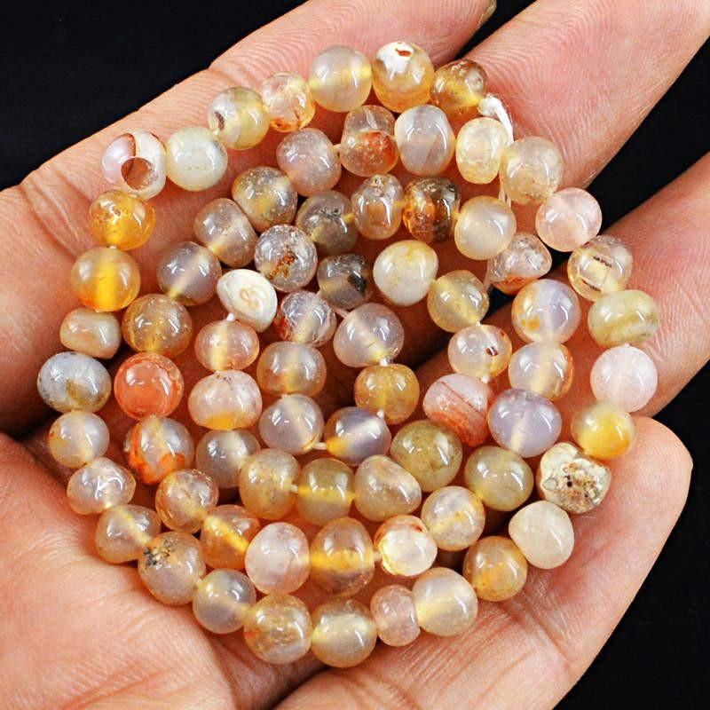 gemsmore:Orange Aventurine Strand Natural Untreated Round Drilled Beads